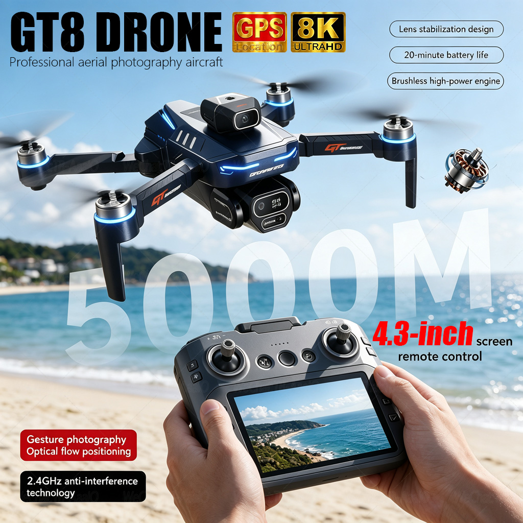 طائرة بدون طيار GT8 HD الجديدة - مراجعة Drone Surveying وسعره